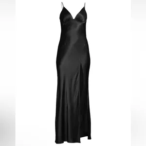 NEW NWT Bec + Bridge Ren Split Satin Maxi Dress Black thumbnail 3