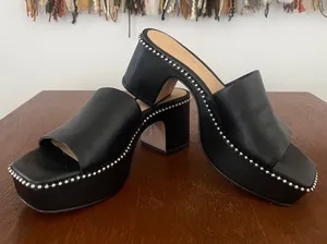 Black Studded Platform Mule Heels size 8 by Gianni bini thumbnail 1