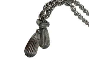 Vintage silver tone rope tasseled Lariat 29" statement chain necklace SKU 10-754 thumbnail 2