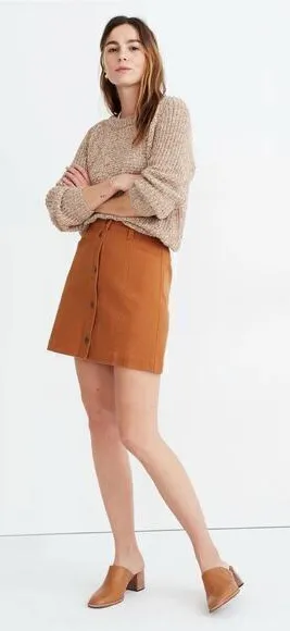 Madewell‎ Button-Front A-Line Pocket Mini Skirt Size 0 thumbnail 1