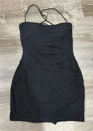 NWT Halara Black Lace Up Mini Dress with Easy Peezy Shorts thumbnail 1