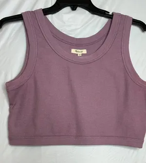 Madewell Womens Crop Tank Top Antique Purple Scoop Crew Neck Ribbed Size XL. thumbnail 1