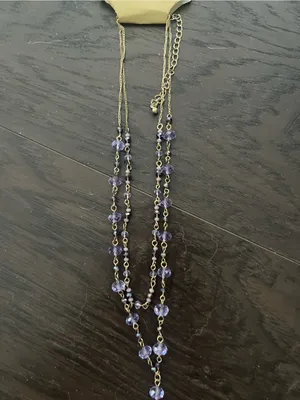 Stephan &co. Cute Gold-Tone Necklace with Purple Beads fringe thumbnail 2