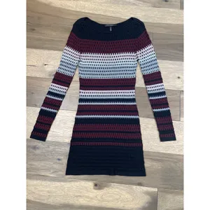 White House Black Market Black Striped Sweater Dress Long Sleeve Size M thumbnail 5