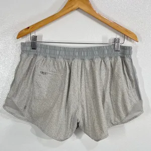 Lululemon Hotty Hot Lined Running Shorts Gray White Ditsy Daisy Print Size 12 thumbnail 2
