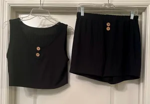 SheIn - Adorable Matching Tank And Shorts Set! Only Worn One Time 🖤 thumbnail 1