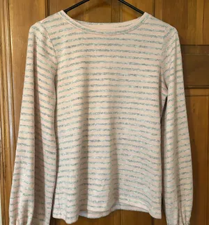 Pink and Grey Striped Cozy Long sleeve thumbnail 1