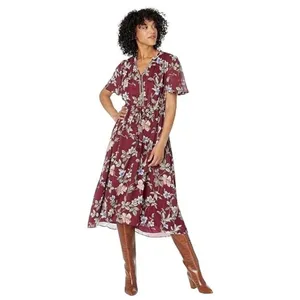 TOMMY BAHAMA Painted Petal Midi Floral Dress Metallic Embellished Beads X-Small thumbnail 14