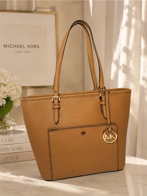 MICHAEL Michael Kors Jet Set Item Medium Top Zip Snap Pocket Tote – Acorn thumbnail 1