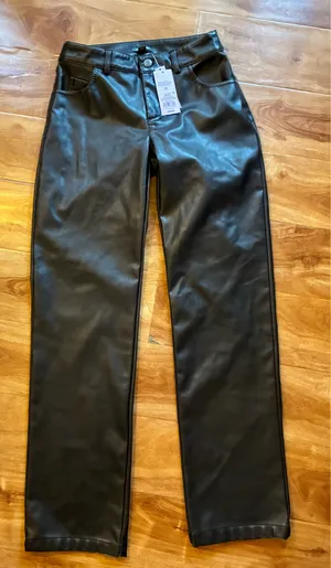 Wild Fable Dark Brown Faux Leather Pants Size 00 (14/28) New With Tags High Rise thumbnail 1