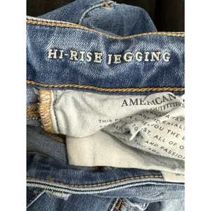American Eagle Super Stretch X Hi-Rise Blue Denim Jeggings‎ Women's Size 0 Long thumbnail 7