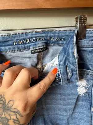 American Eagle Women’s Next Level Stretch Hi-Rise Jegging Distressed Jeans thumbnail 4