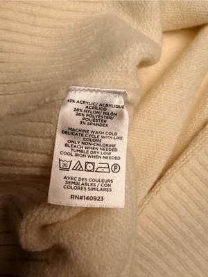LOFT Women’s Small Ivory Mock Neck Sweater Ribbed Trim Soft Knit Pullover thumbnail 4