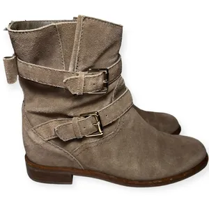 Kate Spade Women’s Size 6.5 Taupe Mousse Suede Sabina Bow Back Combat Boots thumbnail 7
