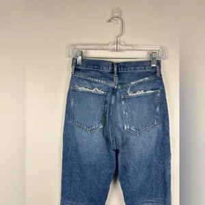 AGOLDE Riley Cropped High Rise Sttraight Leg‎ Distressed Raw Hem Jeans Sz 24 thumbnail 7