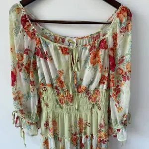 Anthropologie Fig and Flower Women's Boho Floral Print Tiered Maxi‎ Dress Sz S thumbnail 3