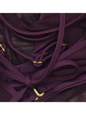 NWT Becca Mesh Overlay Convertible Bralette Bikini Swim Top Aubergine Purple D thumbnail 16