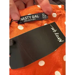 Nasty Gal Orange Polka‎ Dot Ruffle Mini Dress Open Back NWT Romantic Feminine thumbnail 7