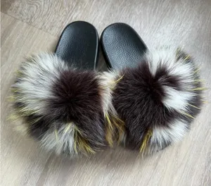 Yves Salomon furry flip flops Brown Size 6 thumbnail 1