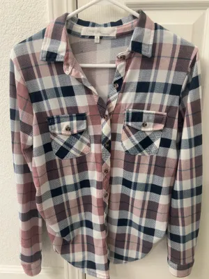 Eden & Olivia Plaid Button Down Blouse XS thumbnail 1