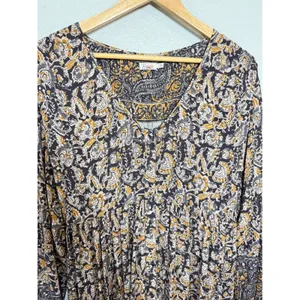 Faherty Isabella Dress Black Belmar Paisley Viscose Crepe Maxi WDH2104-BLB Small thumbnail 8