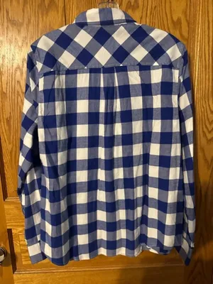 NWT J. Crew Size Medium Blue White Plaid 100% Cotton Flannel Button Up Shirt NEW thumbnail 7