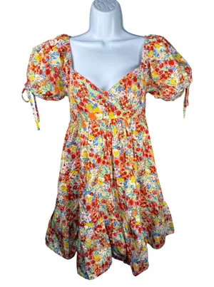 &merci Floral Puff Sleeve Babydoll Mini Dress‎ Cottagecore S thumbnail 1