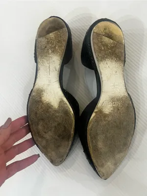 Vince Black Croc-Embossed Pointed D'Orsay Flats thumbnail 2