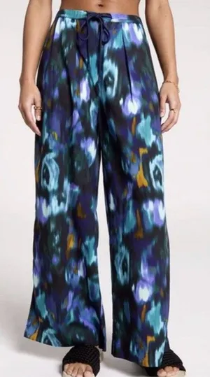Calia Pants Opulent Blossom Blue Women’s XS Wide Leg Pull On Tropical Resort thumbnail 1