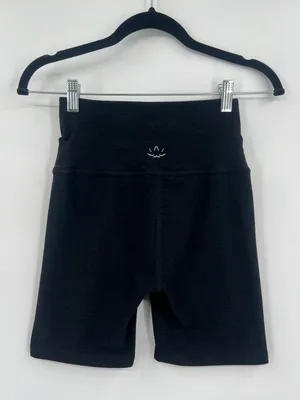 Beyond Yoga At Your Leisure High-Rise Biker Shorts V-Waist Space Dye Black Small thumbnail 6