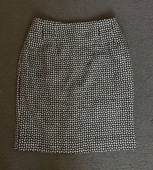 Saks Fifth Avenue Black and White Textured Pencil Skirt thumbnail 1