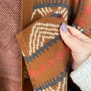 Savanna Jane Southwestern Sweater Brown Coastal Cowgirl Pattern Cardigan Large thumbnail 8