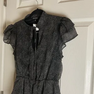 French Kiss Black & White Polka Dot Flutter Sleeve Tiered Ruffle Mini Dress NWT thumbnail 4