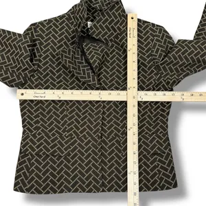 Ann Taylor Loft‎ Blazer Women 2 Brown Herringbone Tile Geometric Print Jacket thumbnail 12