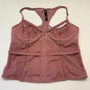 Victoria's Secret Very‎ Sexy Pink Lace Bustier Corset Bra 32C Waist Band thumbnail 5