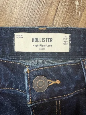 Hollister High-Rise Flare Short Dark Wash Denim Blue Jeans 8/29 Preppy Casual thumbnail 6