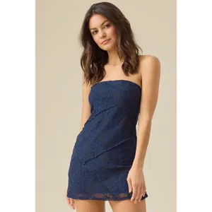 Altar'd State Jaynie Strapless Mini Dress Navy Blue NWT Size M thumbnail 2