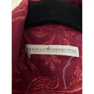 Peruvian Connection Burgundy‎ Floral Damask Pima Cotton Wrap Robe Womens Large thumbnail 2