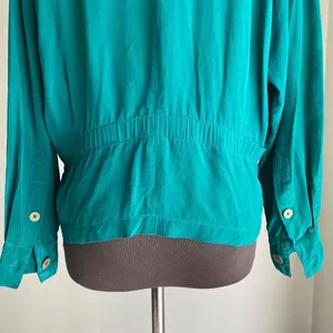 *Vintage* Ellen Tracy‎ sz 4 Long sleeve 100% Silk 80s blazer thumbnail 5