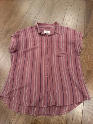 Cosmic Blue Love Mauve Striped Button-Front Top in Size Medium - C71-013 thumbnail 4