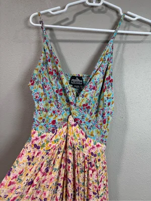 Angie Boho Floral Spaghetti-Strap Maxi Dress in Pastel Multi thumbnail 8