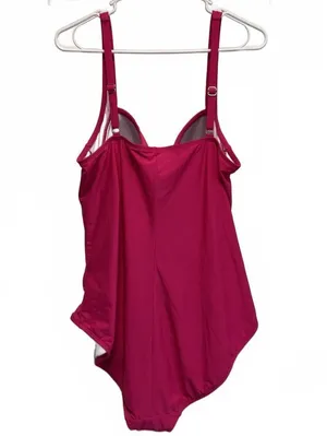 Sonnet Shores Malibu Pink One Piece Ruched Plus Size Swimsuit 24W thumbnail 4