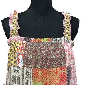 Aaka Floral Patchwork Chiffon Babydoll Dress Size Small Boho Country Chic Sexy‎ thumbnail 2