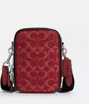 NWT Coach CAJ44 Men's Stanton Crossbody Bag In Signature Denim/Ruby Red thumbnail 9