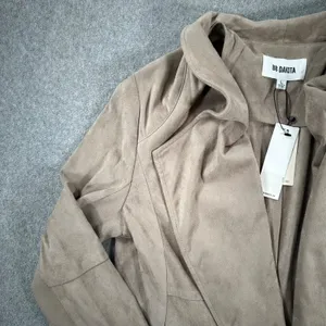 BB Dakota Open Front Moto Jacket Faux Suede Womens Large Beige New Anthropologie thumbnail 4