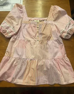 Maeve Striped Square-Neck Tiered Blouse thumbnail 1