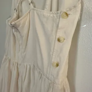 Abercrombie & Fitch | Women's White Linen Square Neck Cross Back Midi Dress, M thumbnail 5