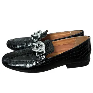 Donald Pliner Women's Bristol Crocco Patent Leather‎ loafer Size 9 Black thumbnail 4