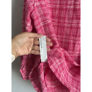 ZARA Pink Plaid Tweed Shacket Oversized Shirt Jacket Boucle Coquette XS NEW thumbnail 9