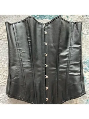 PrettyLittleThing Faux Leather Sexy Strapless Corset Top Black M Edgy Festival thumbnail 2